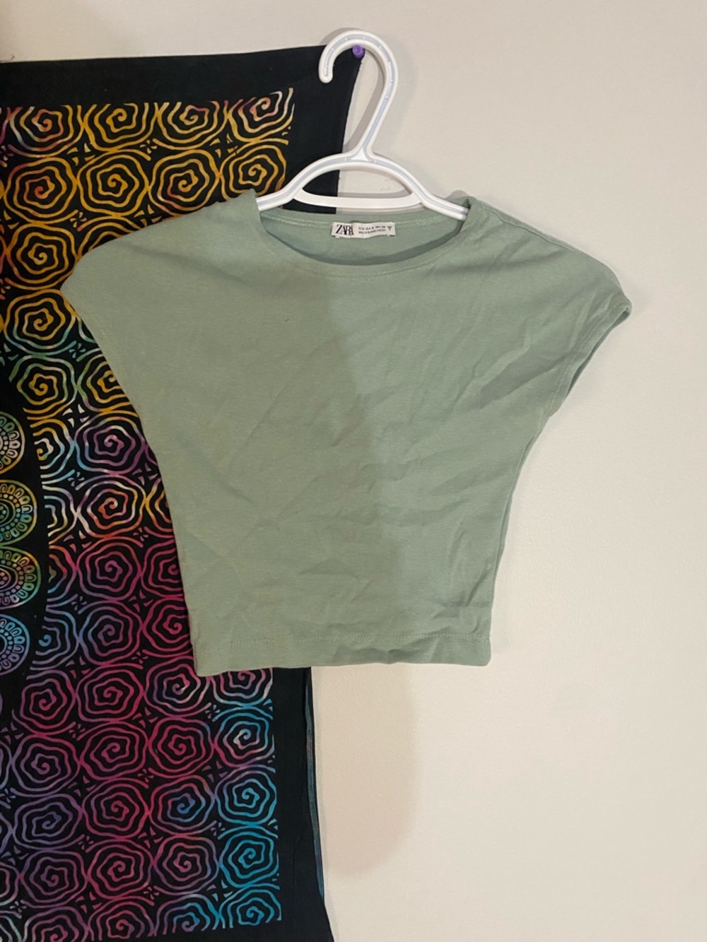 Mint green short sleeve cropped ZARA top